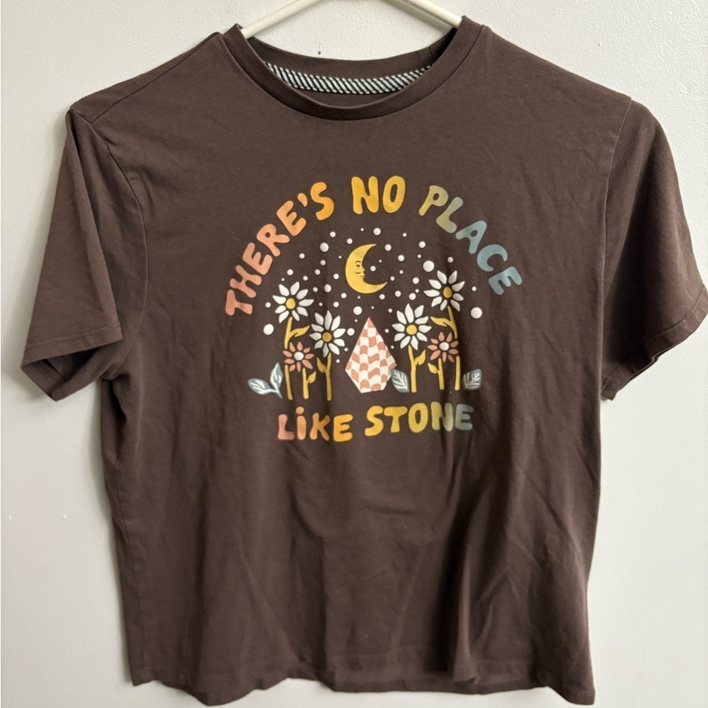 Volcom Brown Tee with Striped Detail size small